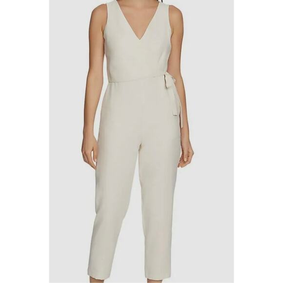 1. State Pants - 1. State Sleeveless V-neck Side Tie Jumpsuit in Cream